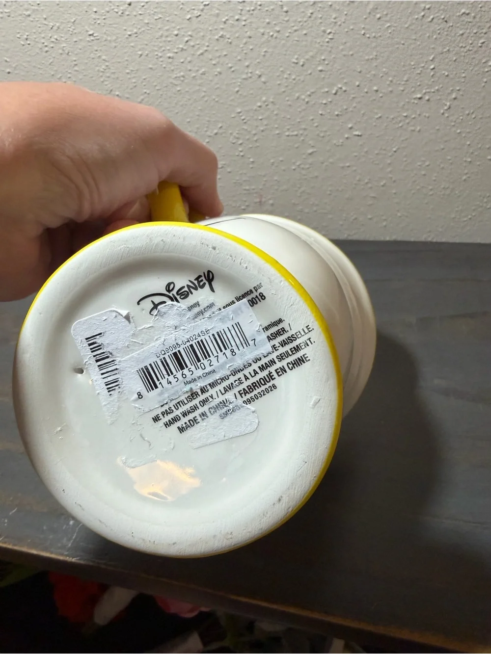 Disney Chip Ceramic Coffee Mug with Yellow Trim NWT